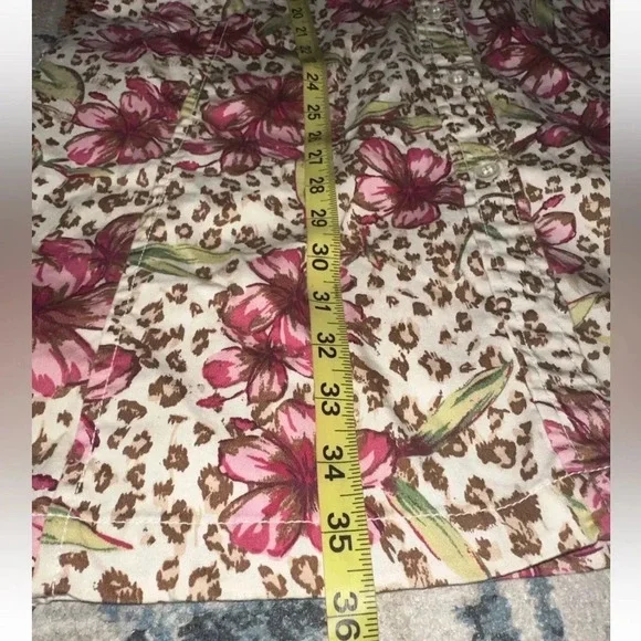 White Stag Button Front Sleeveless Leopard Floral Shirt Dress Ladies 8 Belted - Picture 8 of 8